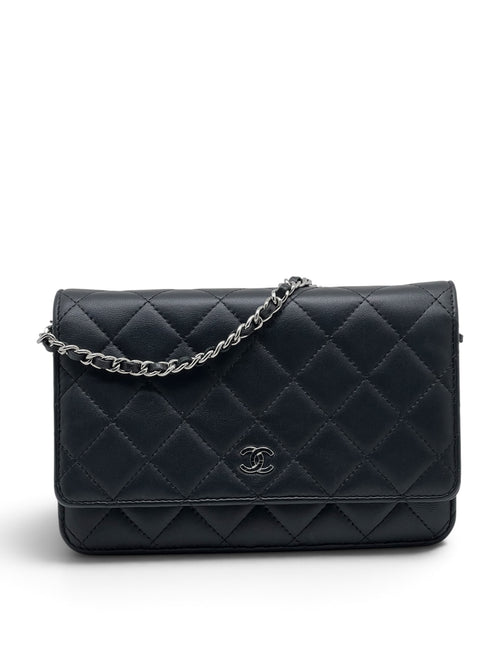 Chanel - Sac Wallet on chain classique Noir Cuir d’agneau