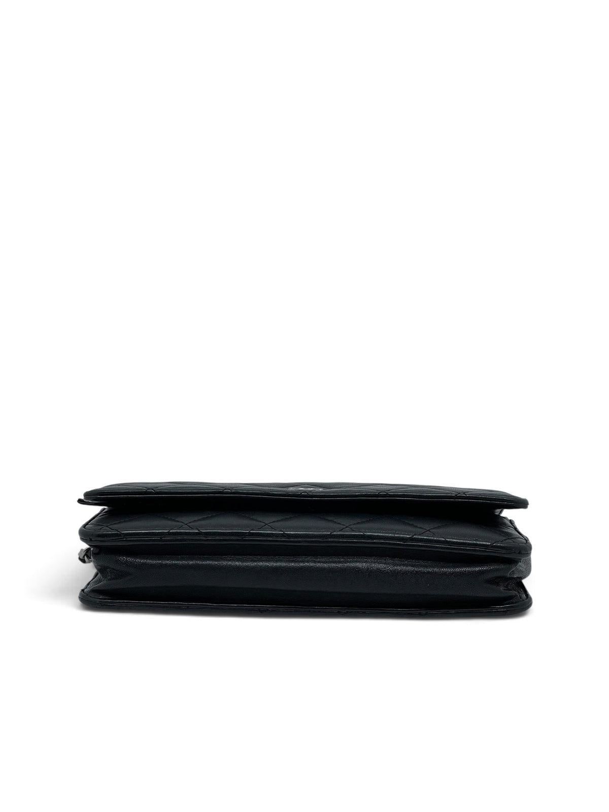 Chanel - Wallet on chain in black leather with silver-tone finish