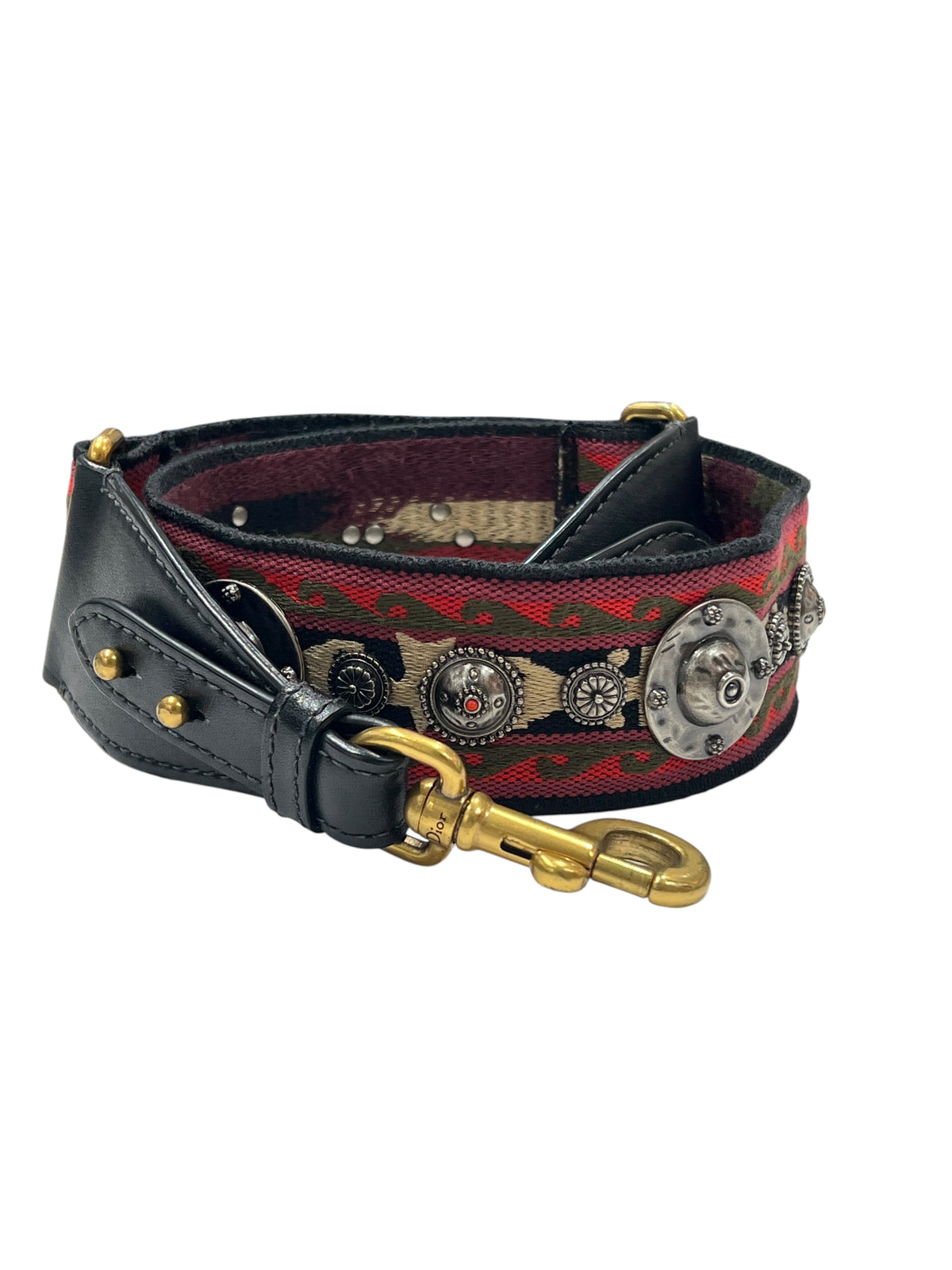 Dior - ethnic black leather shoulder strap