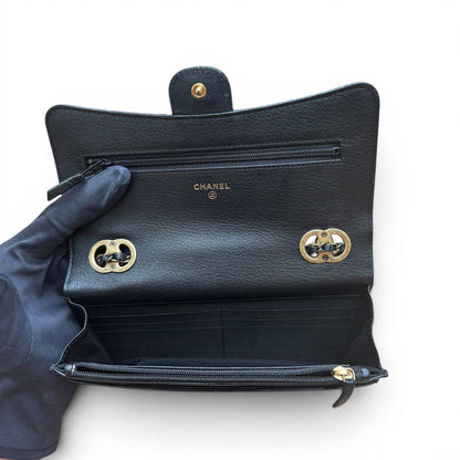 Chanel - Wallet on chain cuir vernis noir