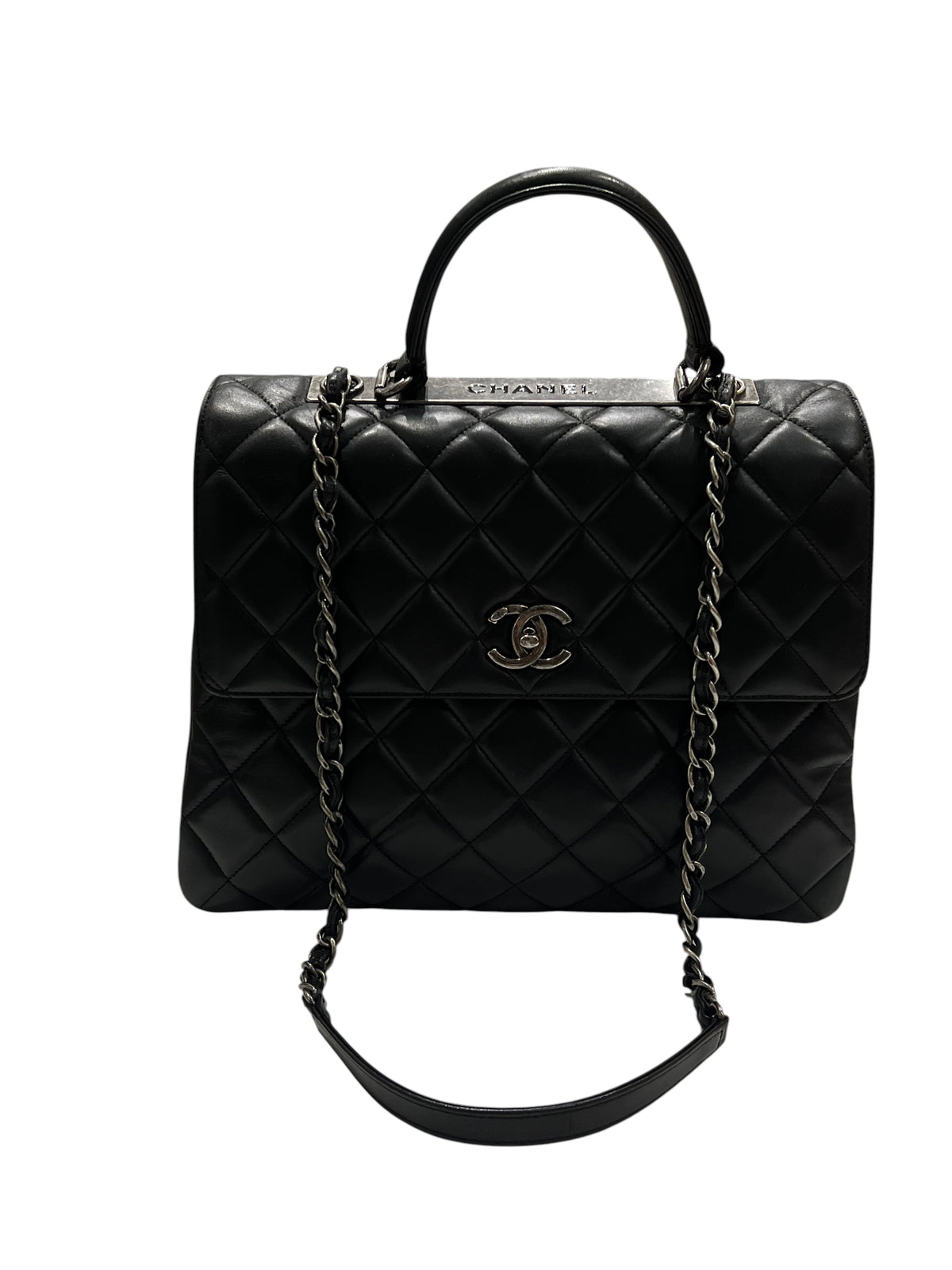 Chanel – Maxi-Trendy-Tasche aus schwarzem Lammleder