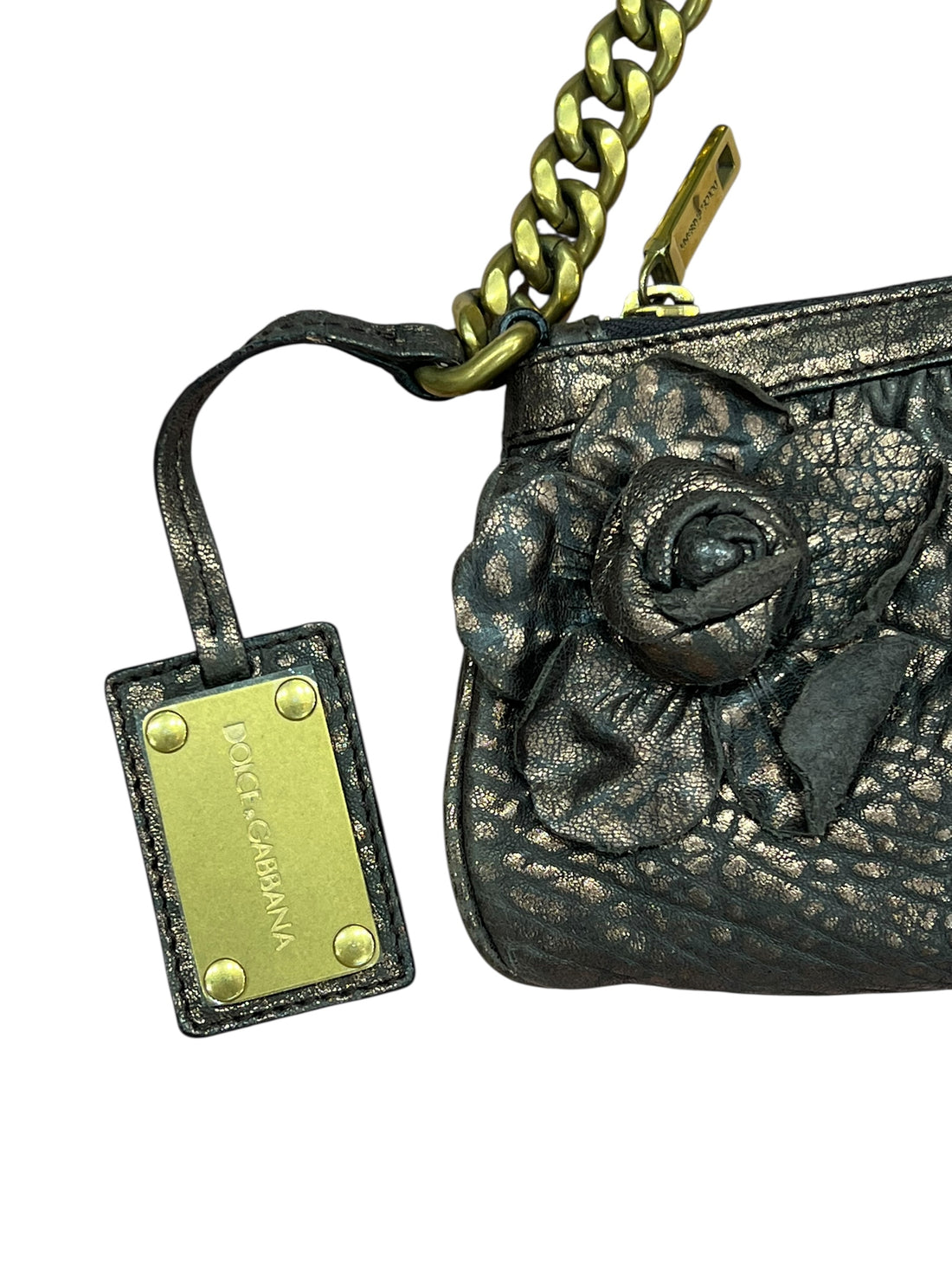 Dolce gabbana - sac pochette cuir bronze