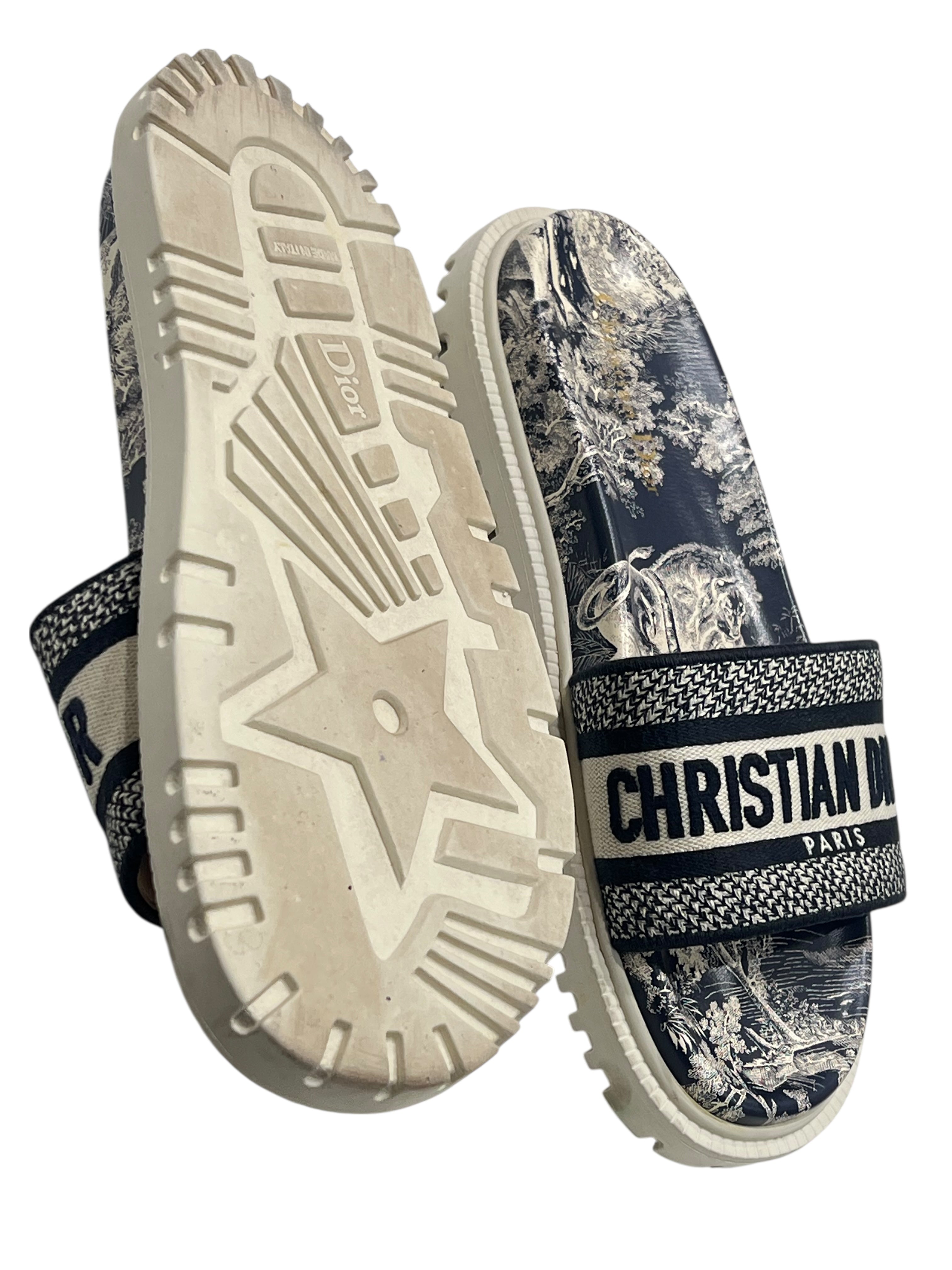 Dior - mules Dway motif toile de jouy T39,5