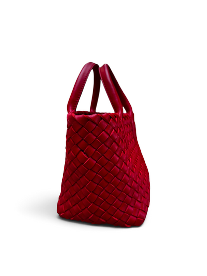 Bottega Veneta - Sac Fourre-Tout en cuir intreccio rouge