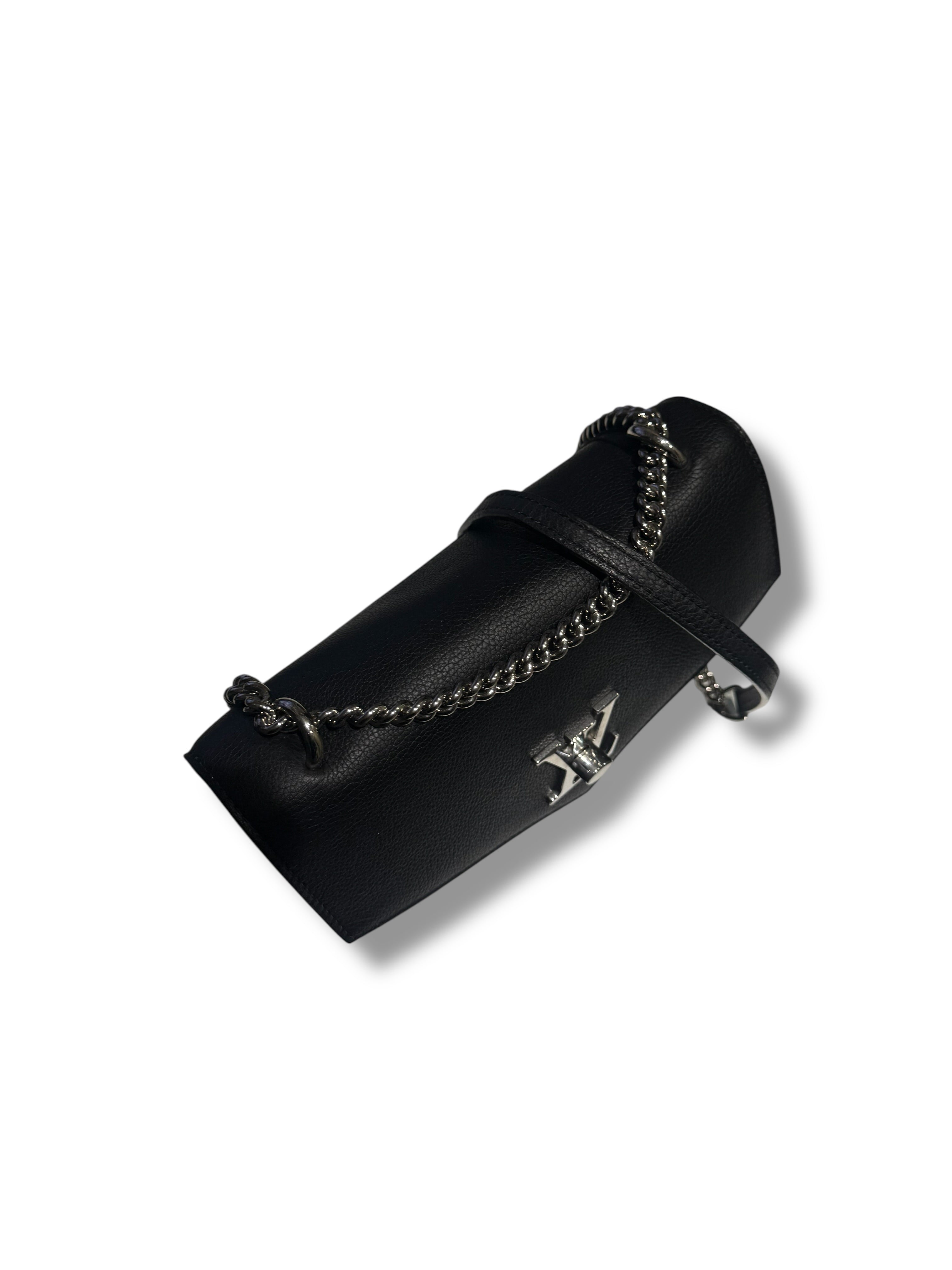 Louis Vuitton - Sac Lock Me en cuir noir et finition argenté