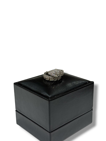 Bvlgari - bague serpenti or blanc et pavée de diamants TS