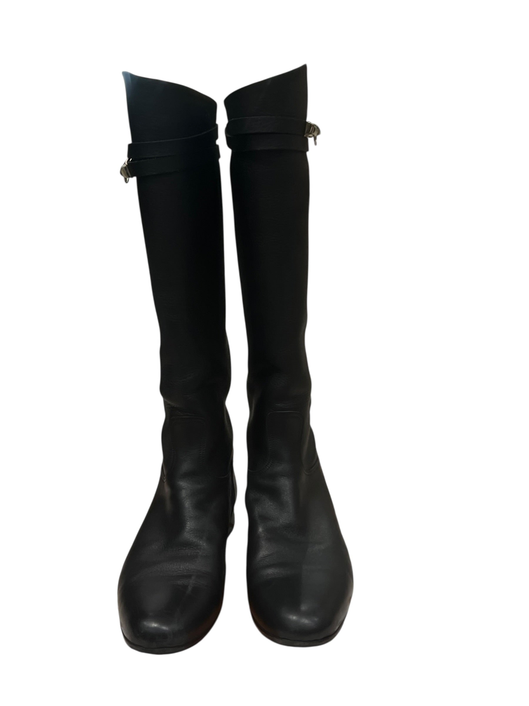 Hermès - bottes jumping cuir noir