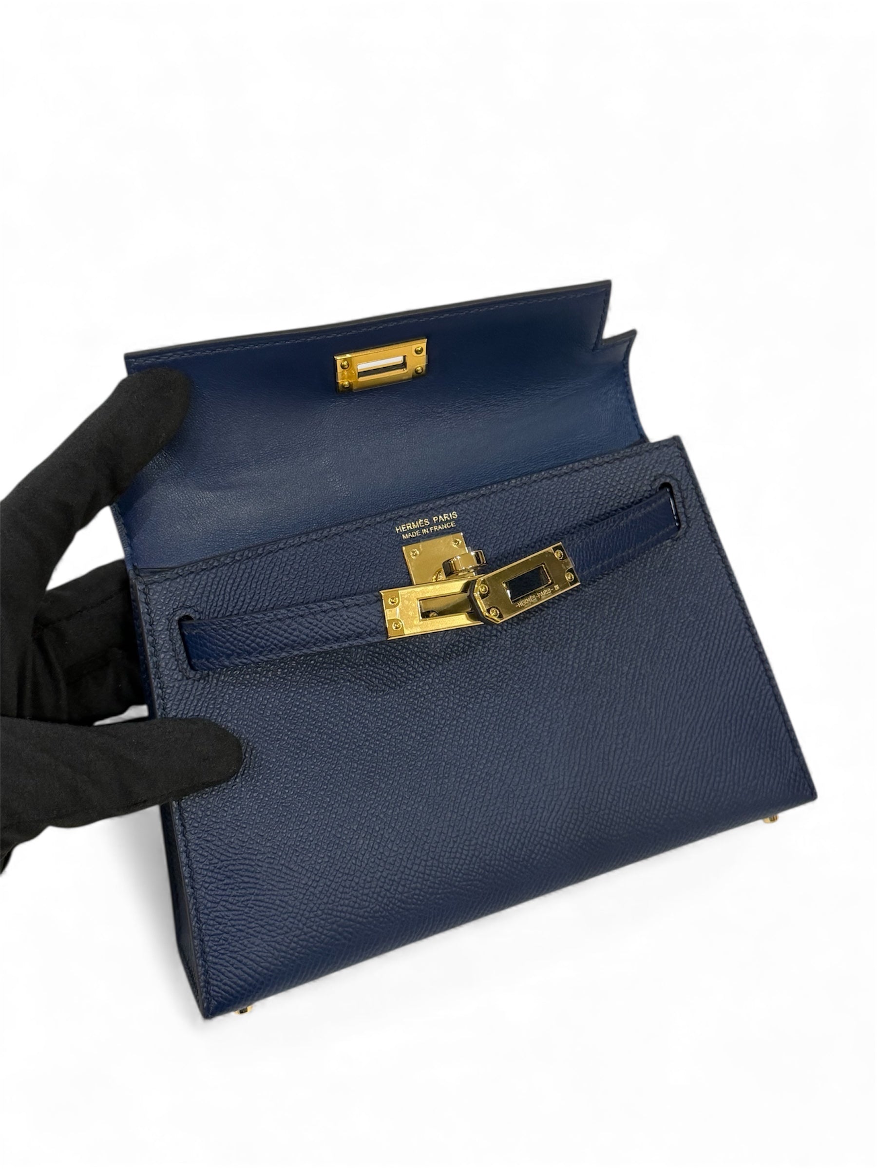 Hermès - Borsa Kelly II sellier Mini Bleu Navy