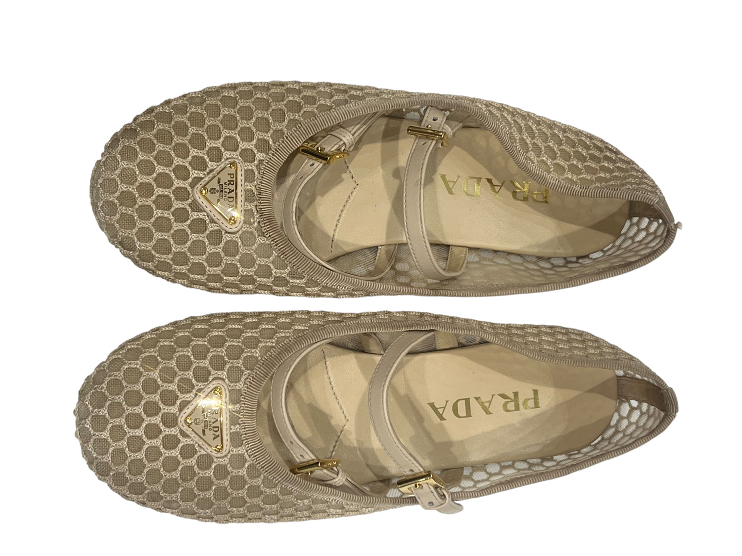 PRADA - ballerines en mesh Beiges T36