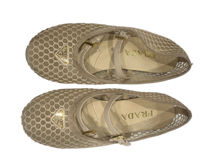 PRADA - ballerines en mesh Beiges T36