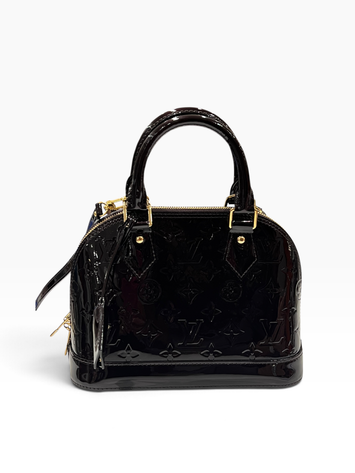 Louis Vuitton - sac bb Alma cuir vernis amarante