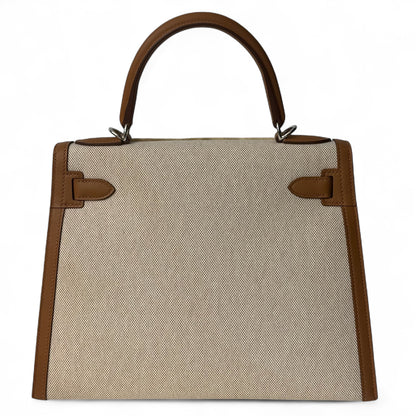 Hermès - Sac Kelly 28 cuir et toile