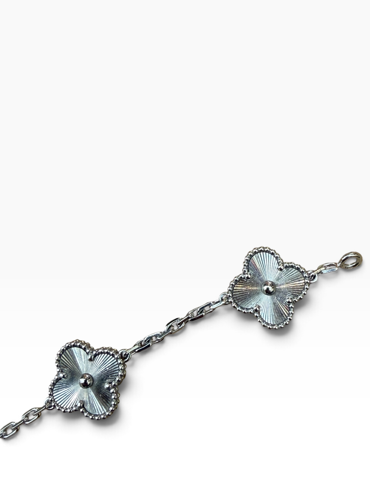 Van Cleef & Arpels - Bracelet Vintage Alhambra 5 motifs or blanc Guilloché