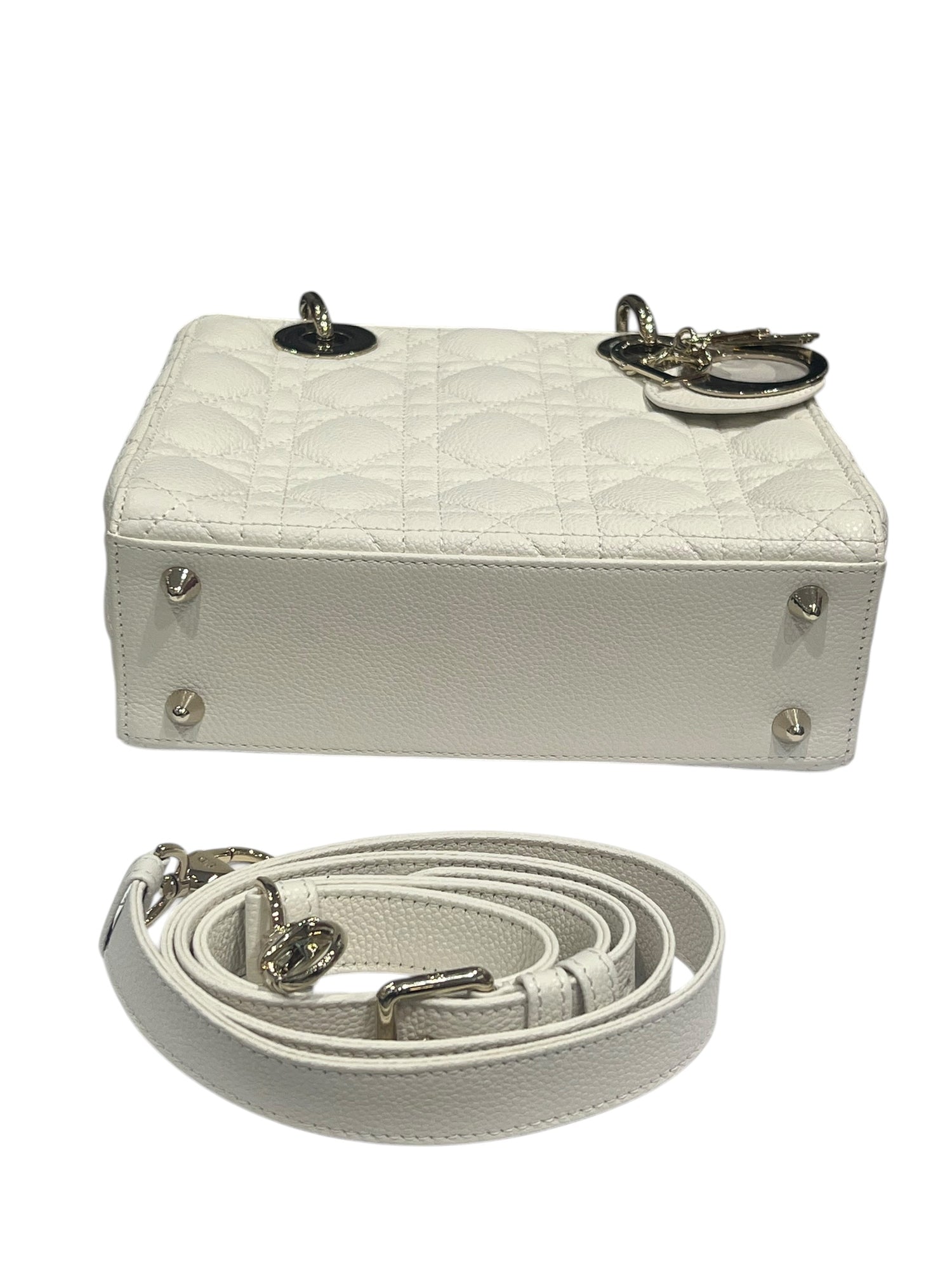 Dior - sac lady Dior PM cuir grainé écru