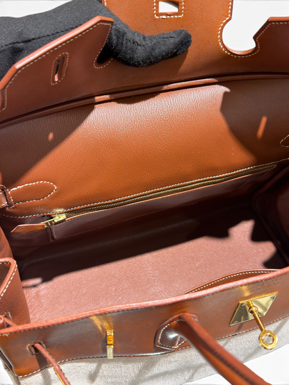 Hermès - Birkin 35 aus Segeltuch und Barénia-Leder
