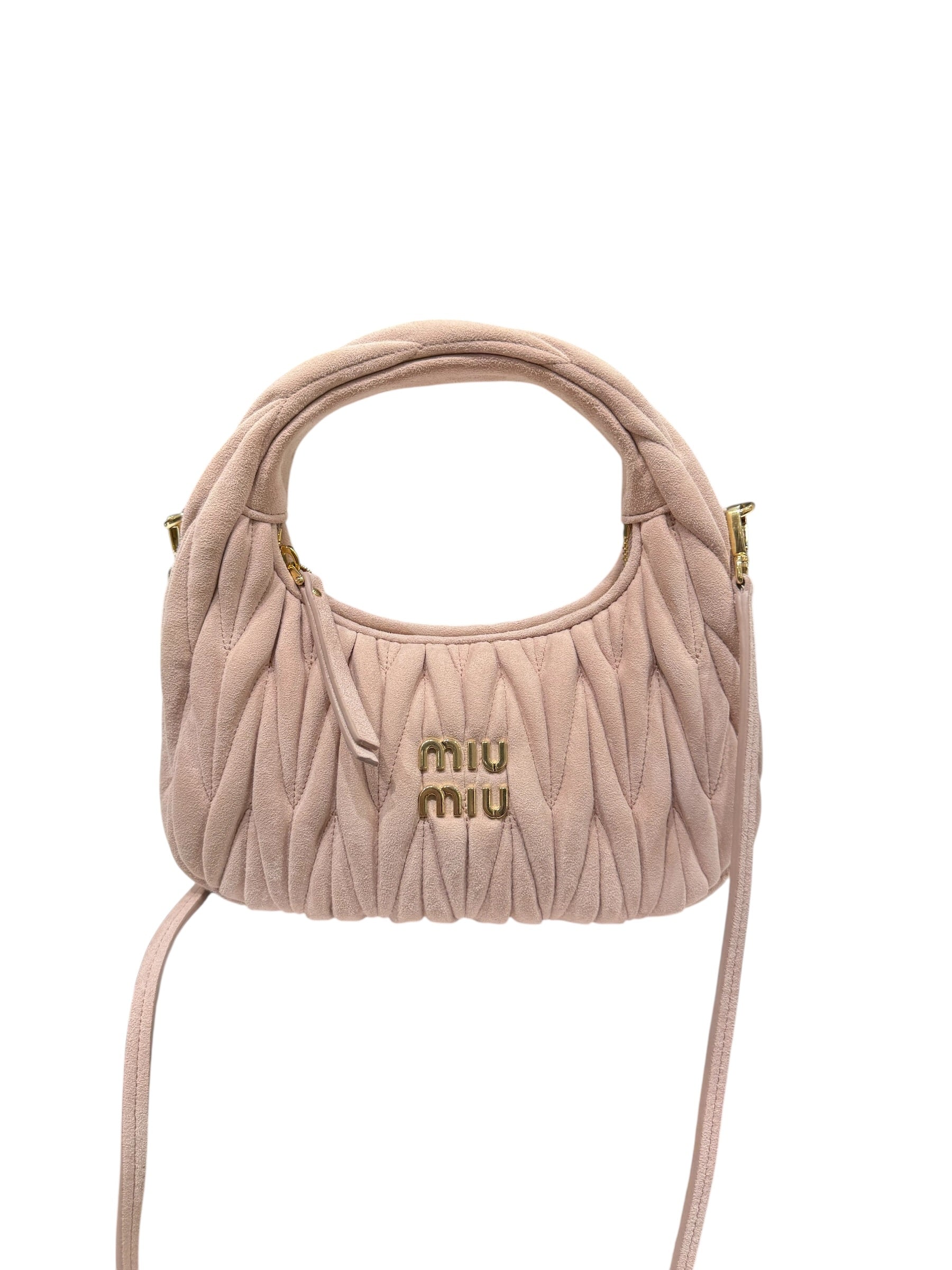 Miu Miu - Sac Wander daim rose nappa matelassé