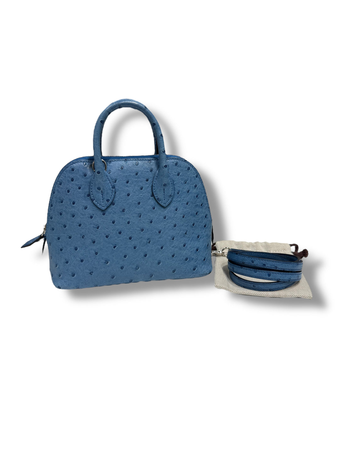 Hermès - Sac mini Bolide 20 Bleu Aizome Autruche