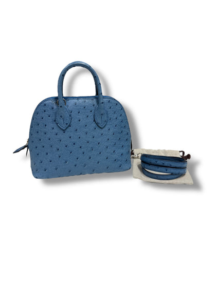 Hermès - Sac mini Bolide 20 Bleu Aizome Autruche