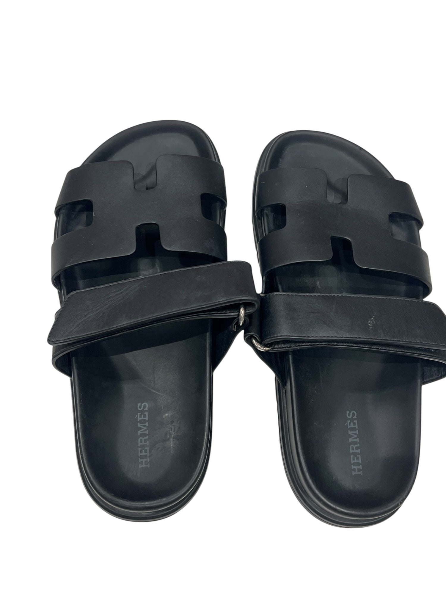 Hermès - mules chypres cuir noir T36