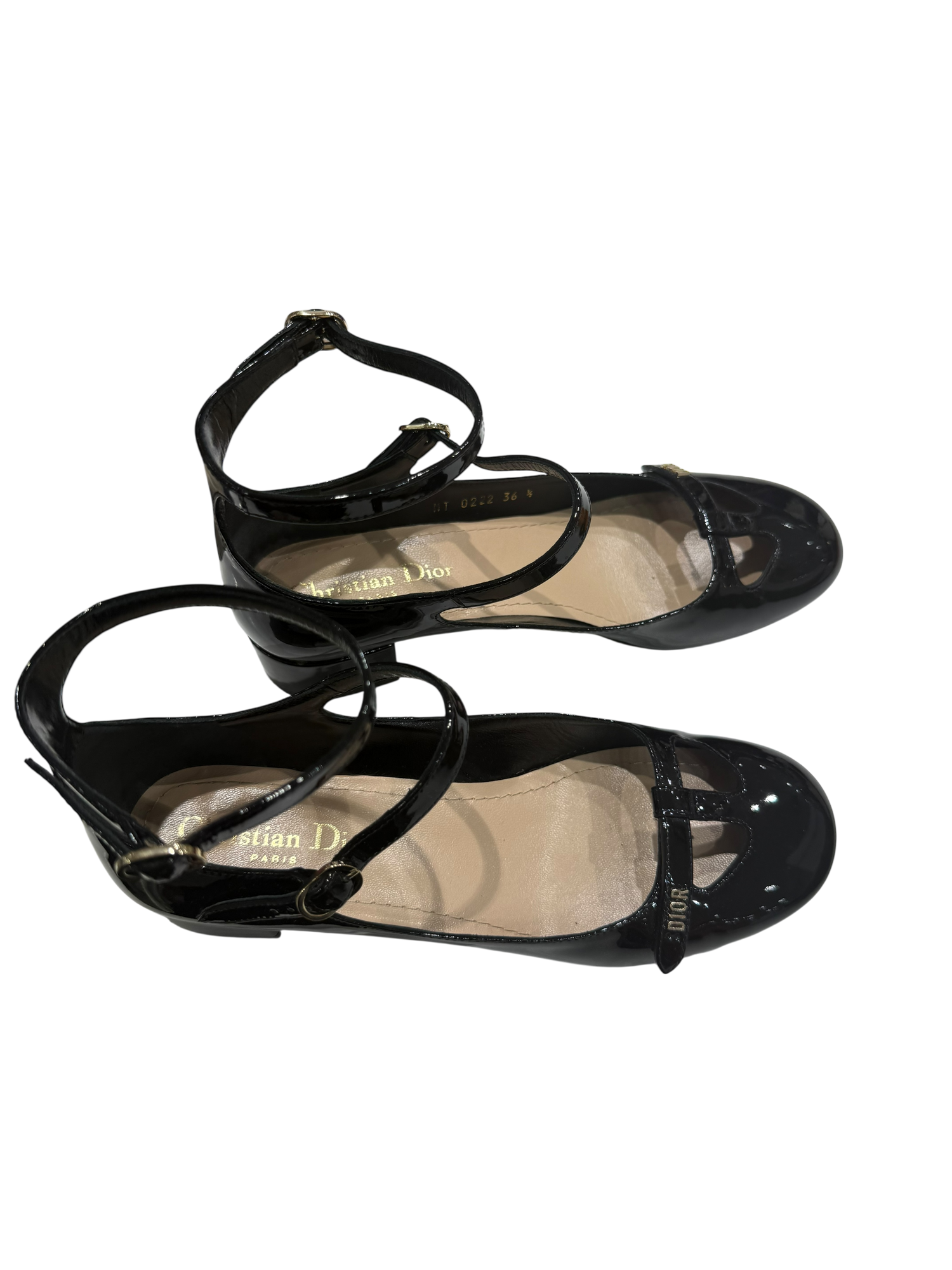 Christian Dior – Babies Aimé T36 ½ En Cuir Vernis Noir | Les Folies d&