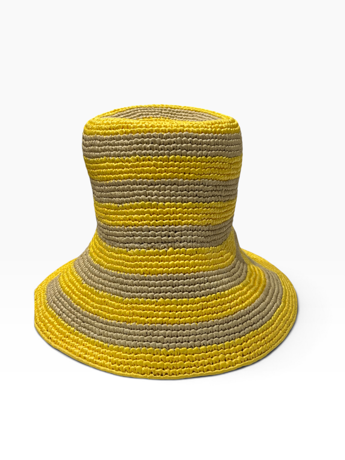 PRADA - chapeau raphia rayé jaune TS