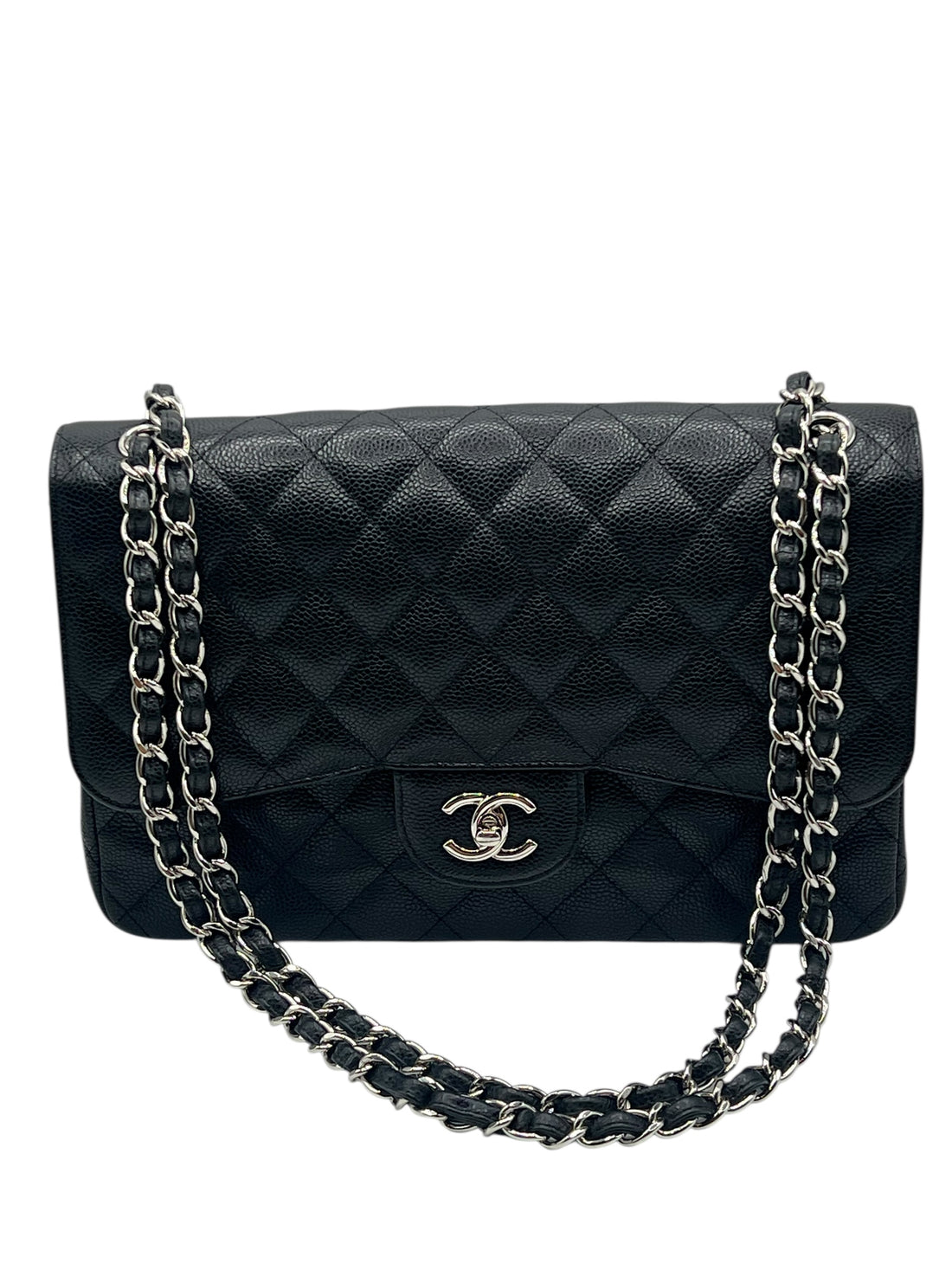Chanel - sac jumbo cuir caviar noir
