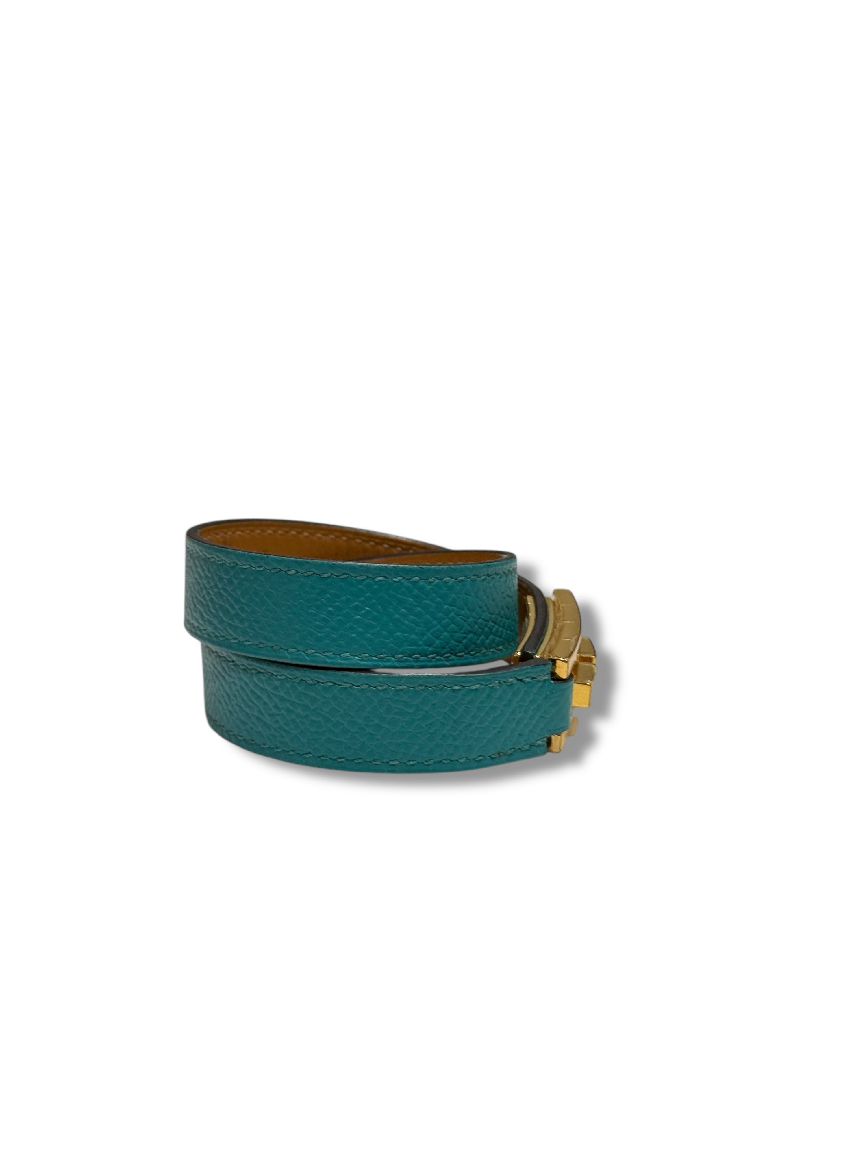 Hermès - Bracelet double tour Drag bleu GHW