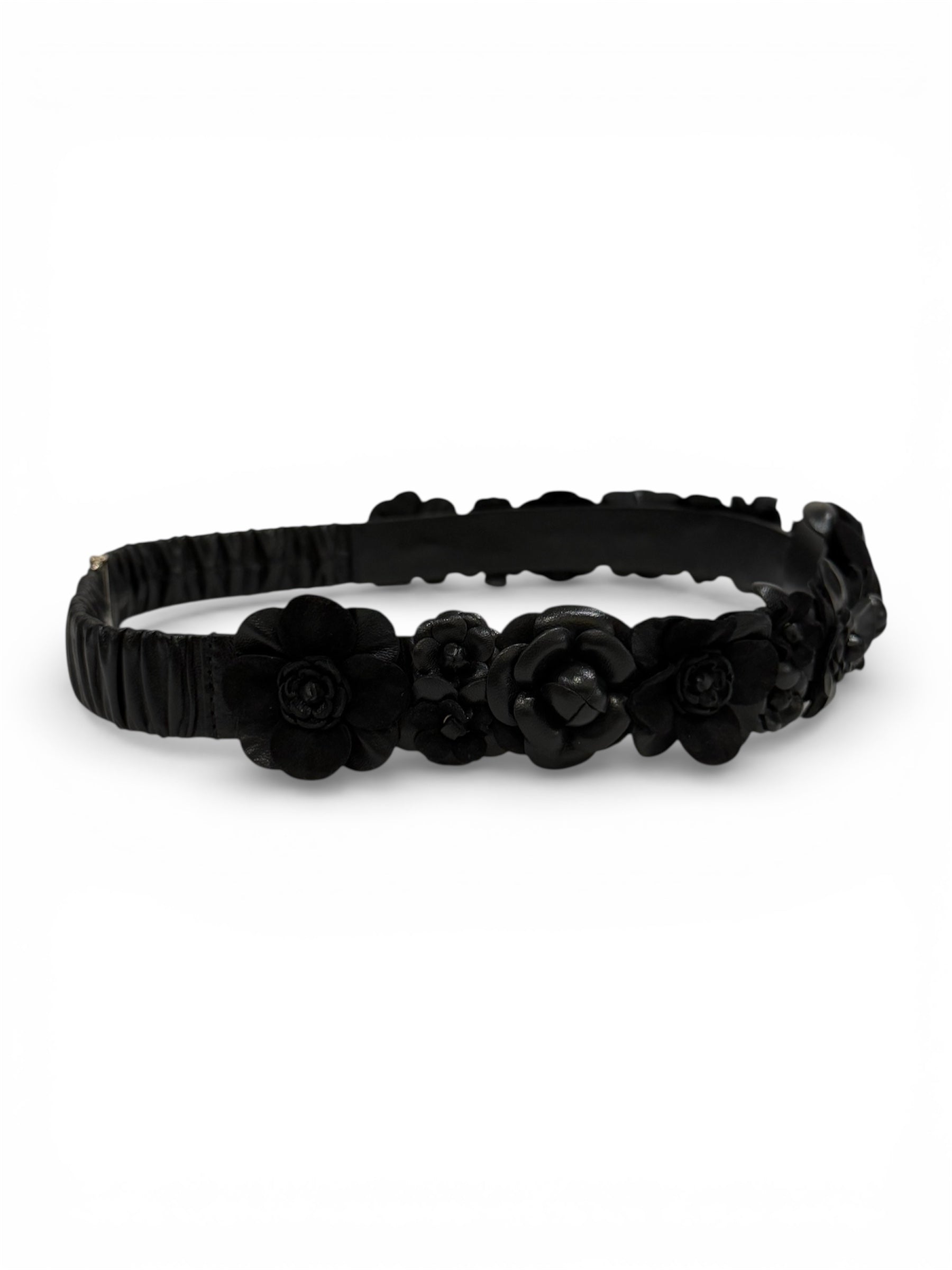 Chanel - cintura in pelle con camelie T.80