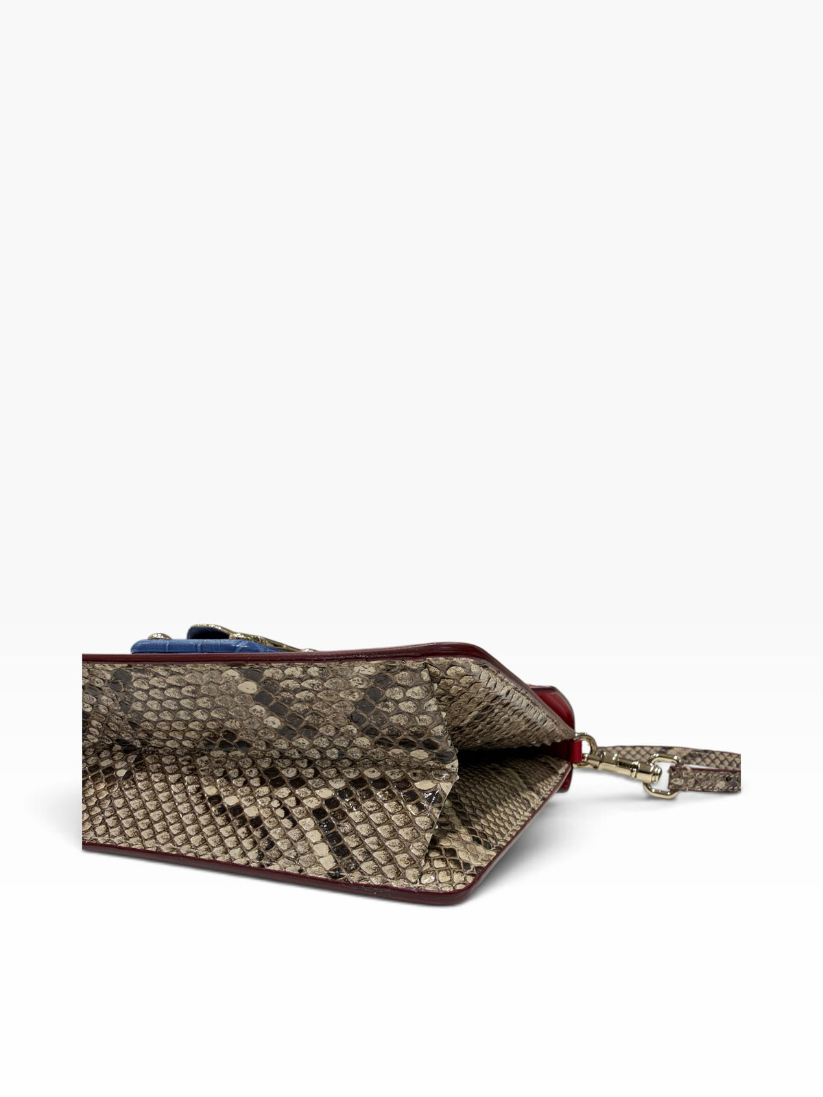 Dolce Gabbana - Blue and white Lucia bag with red python flap