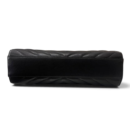 Saint Laurent - Sac cabas Tribeca en cuir grainé noir