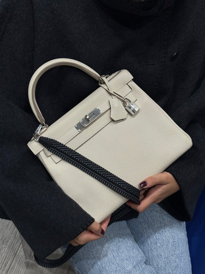 Hermès - Bandoulière noire et grise PHW