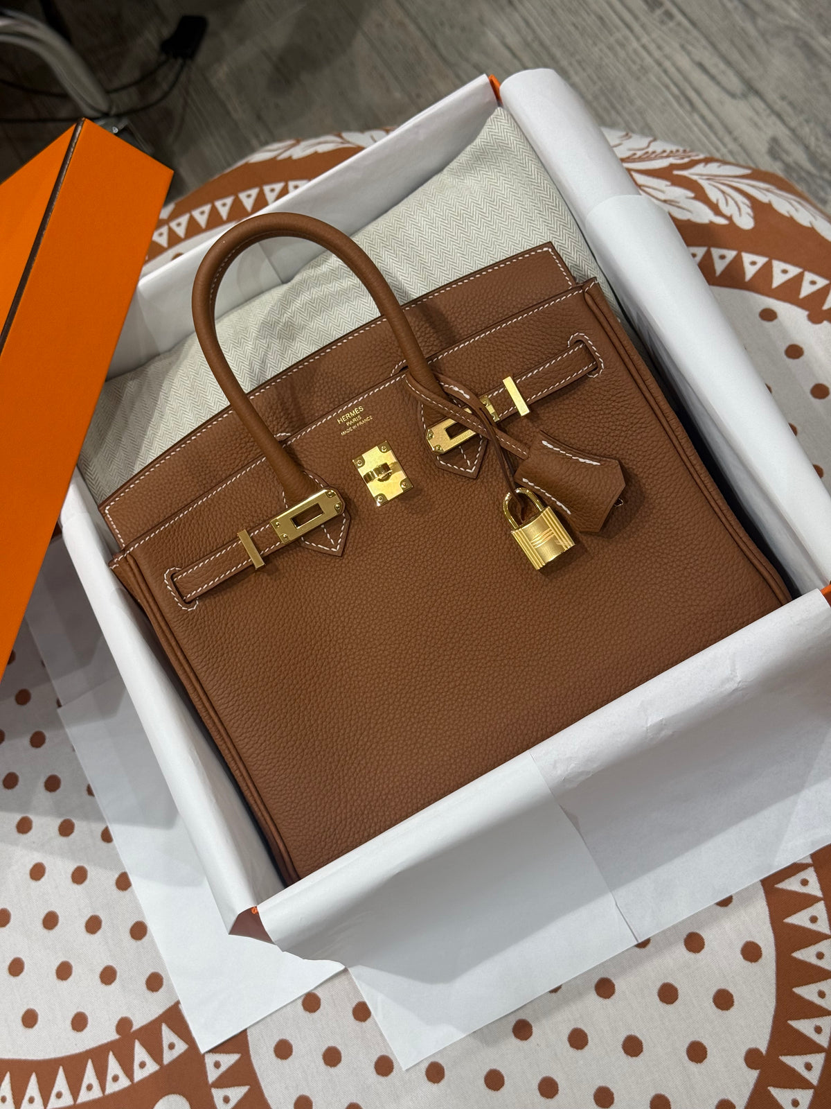 Hermès – Birkin 25 aus Togo-Leder, Gold, GHW