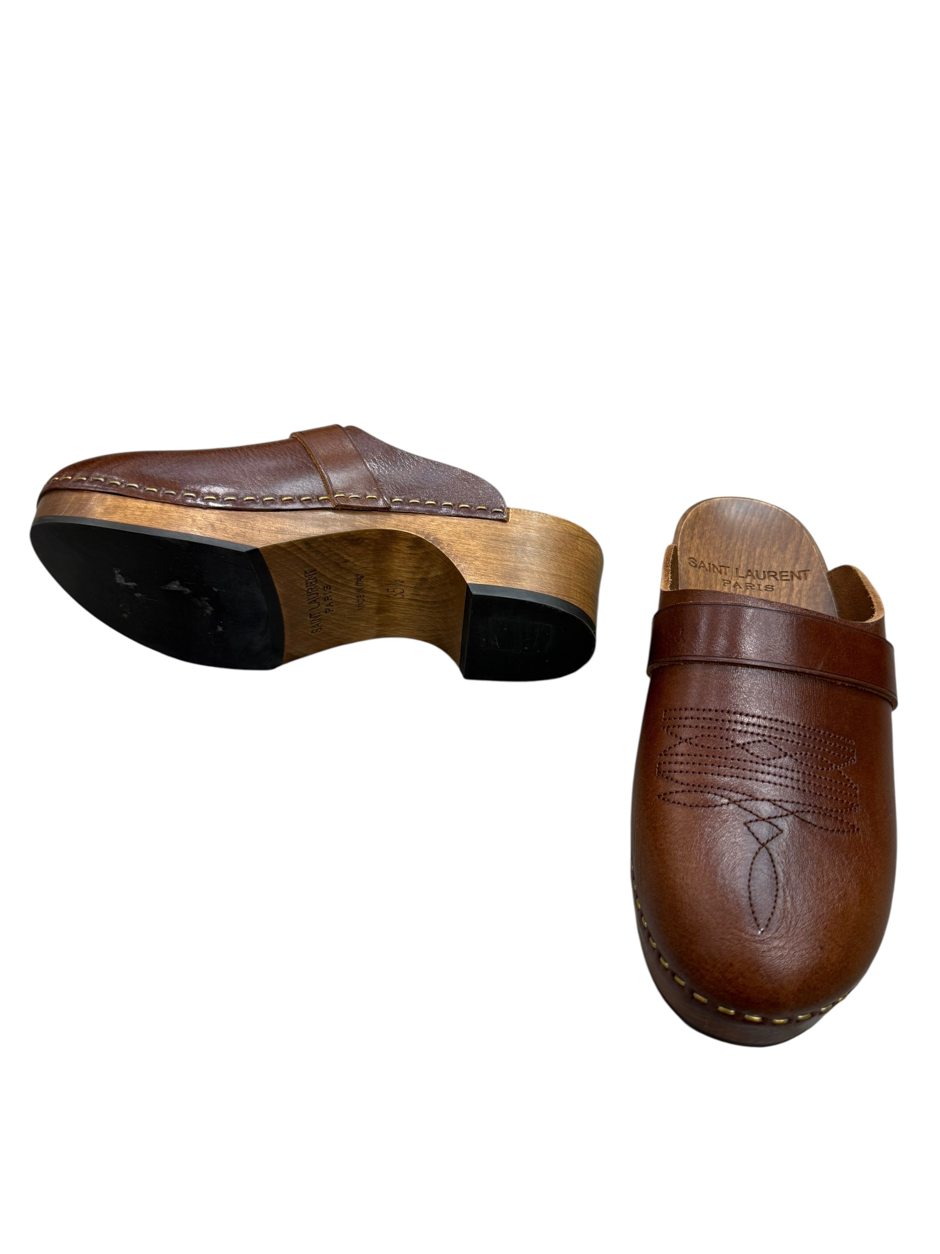 Saint Laurent Sabot en Cuir | Les Folies d’Eugénie