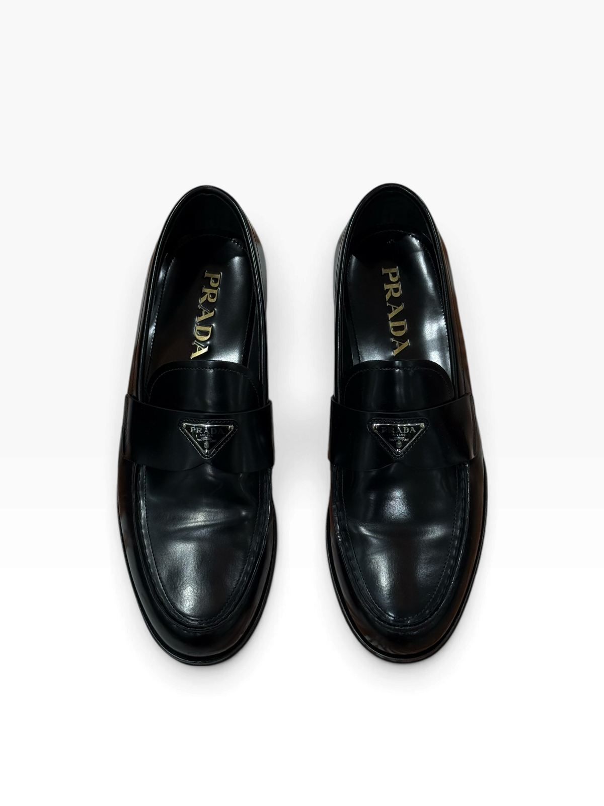 Prada – Mocassins noirs glacés – T40,5
