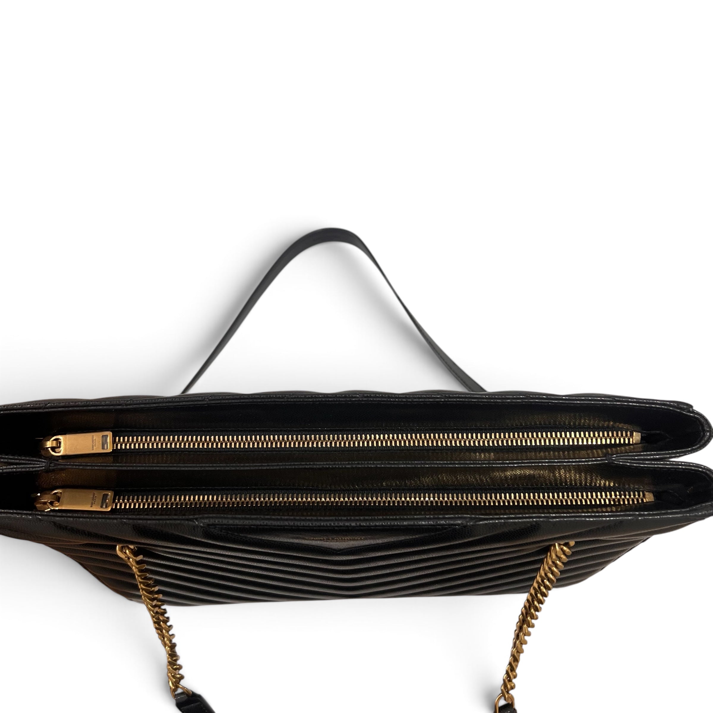 Saint Laurent - Sac cabas Tribeca en cuir grainé noir
