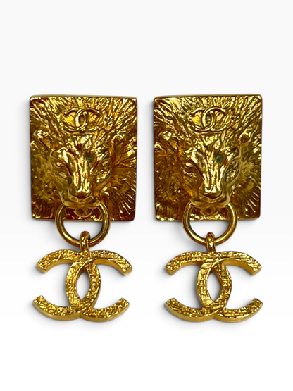 Chanel - boucles d’oreilles pendantes métal doré