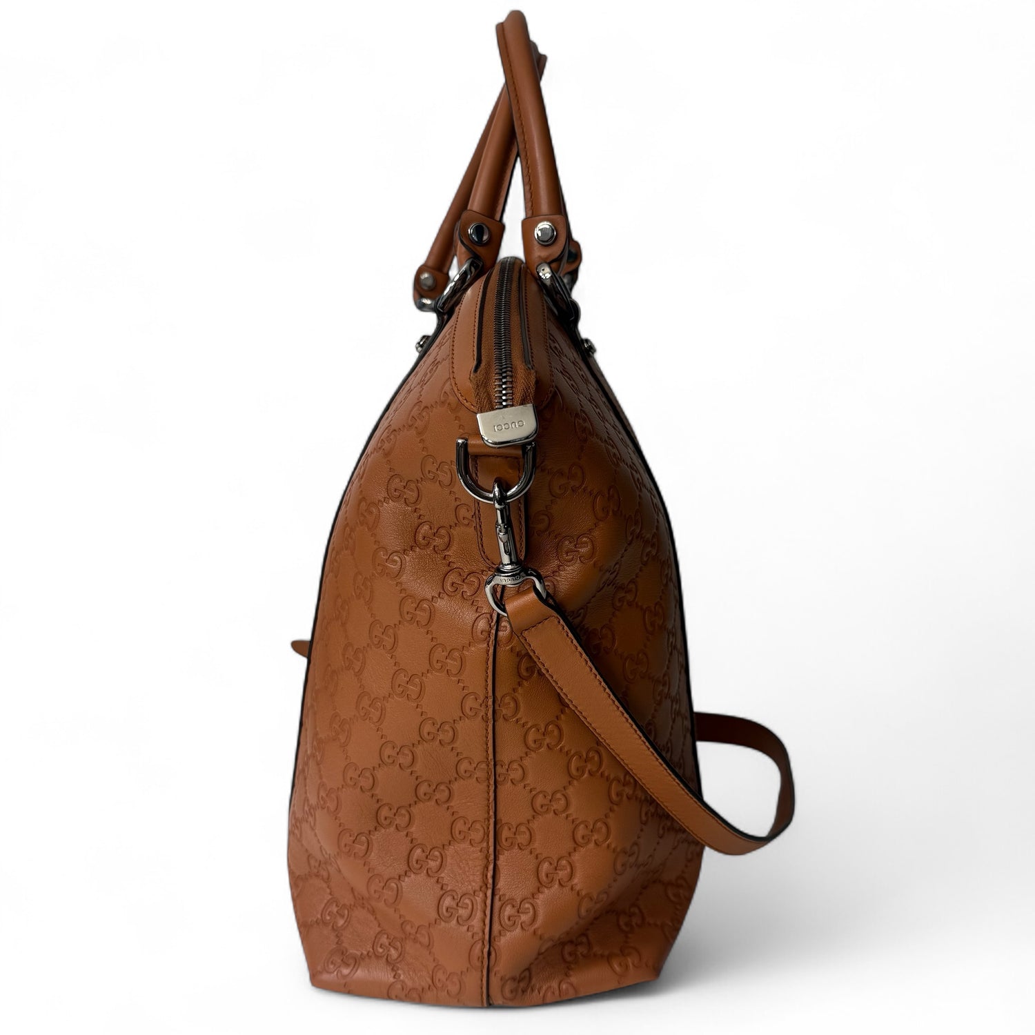 Gucci - Sac à main en cuir camel GG