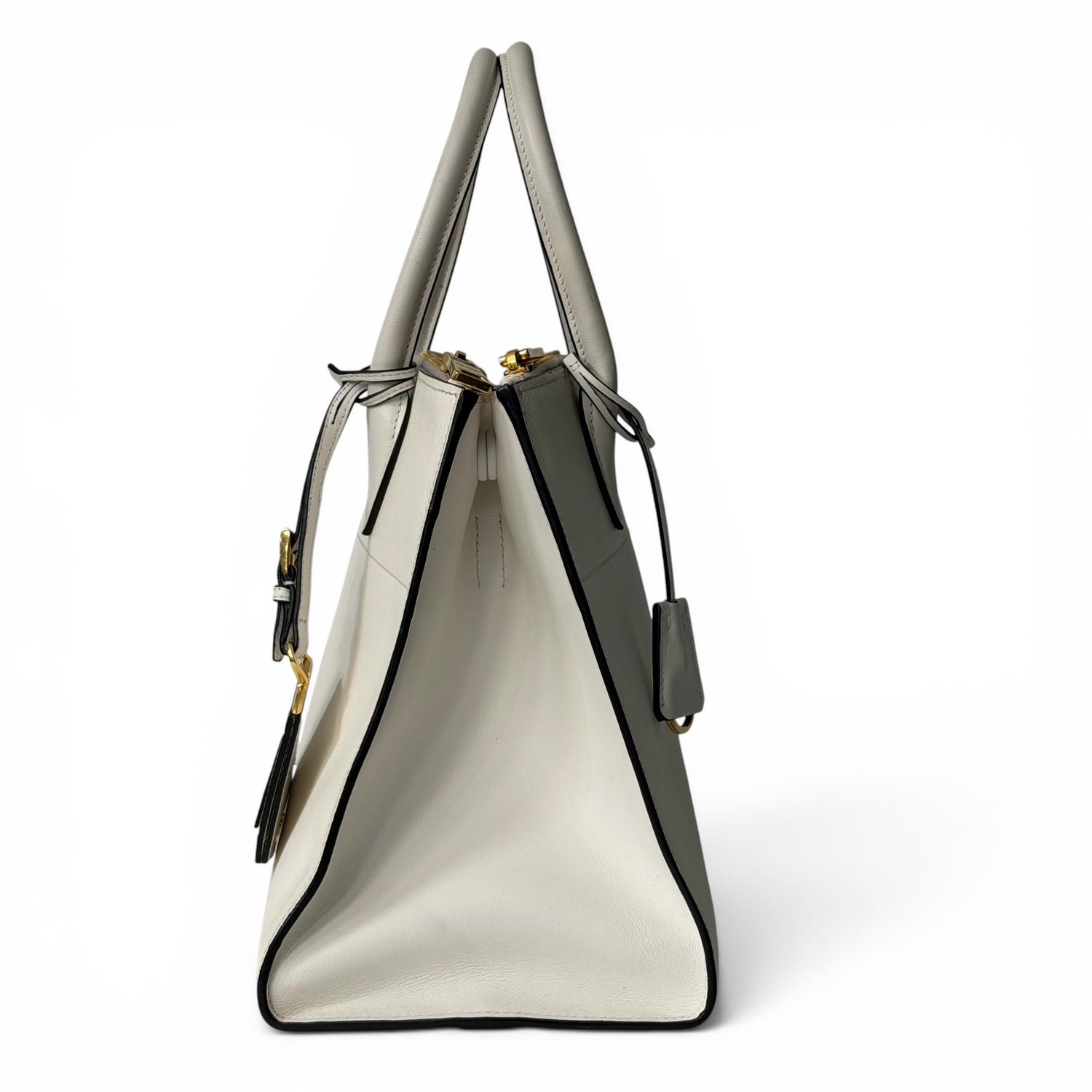 Prada - Sac à main en cuir blanc Saffiano