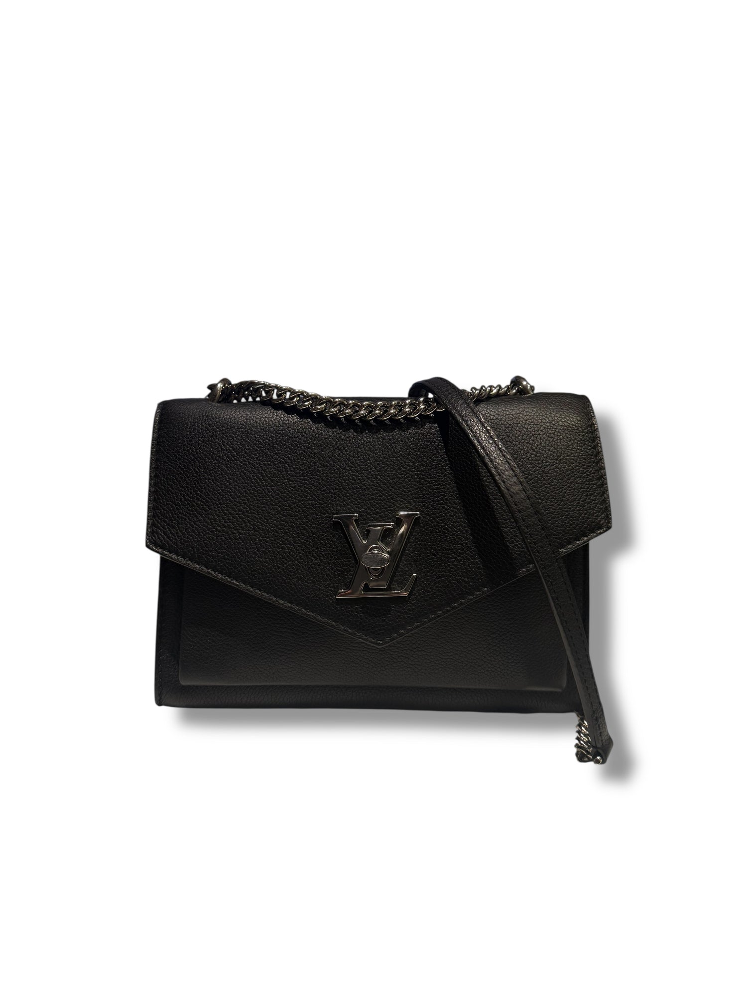 Louis Vuitton - Sac Lock Me en cuir noir et finition argenté