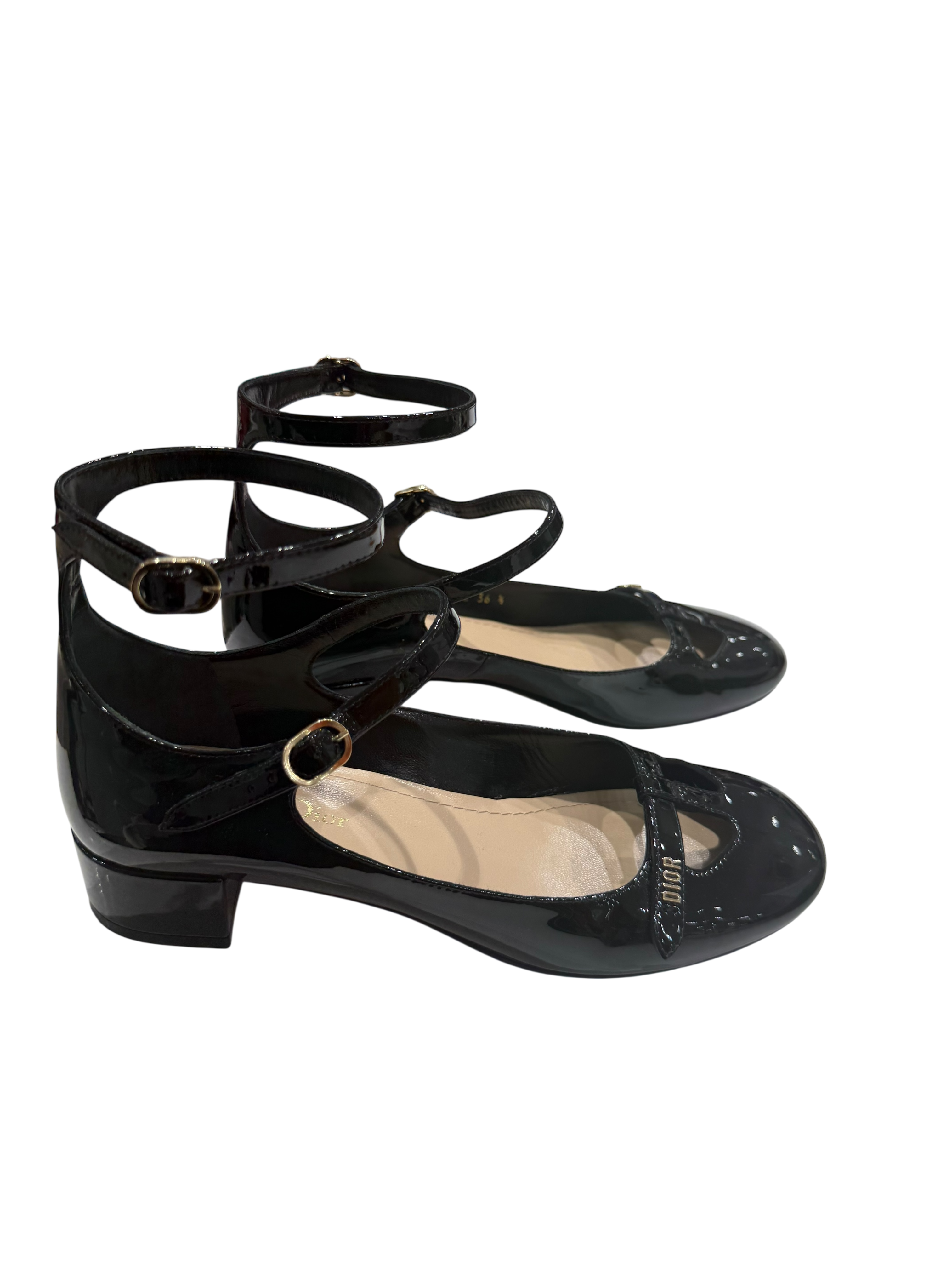 Christian Dior – Babies Aimé T36 ½ En Cuir Vernis Noir | Les Folies d&