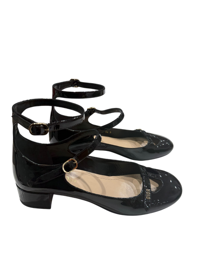 Christian Dior – Babies Aimé T36 ½ En Cuir Vernis Noir | Les Folies d&