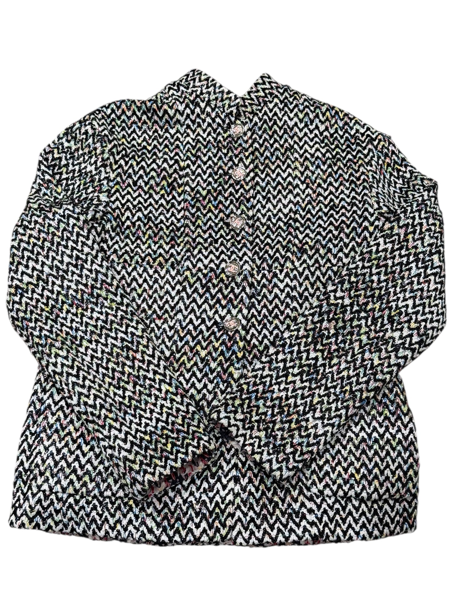 Chanel - Veste en tweed zigzag multicolore T40