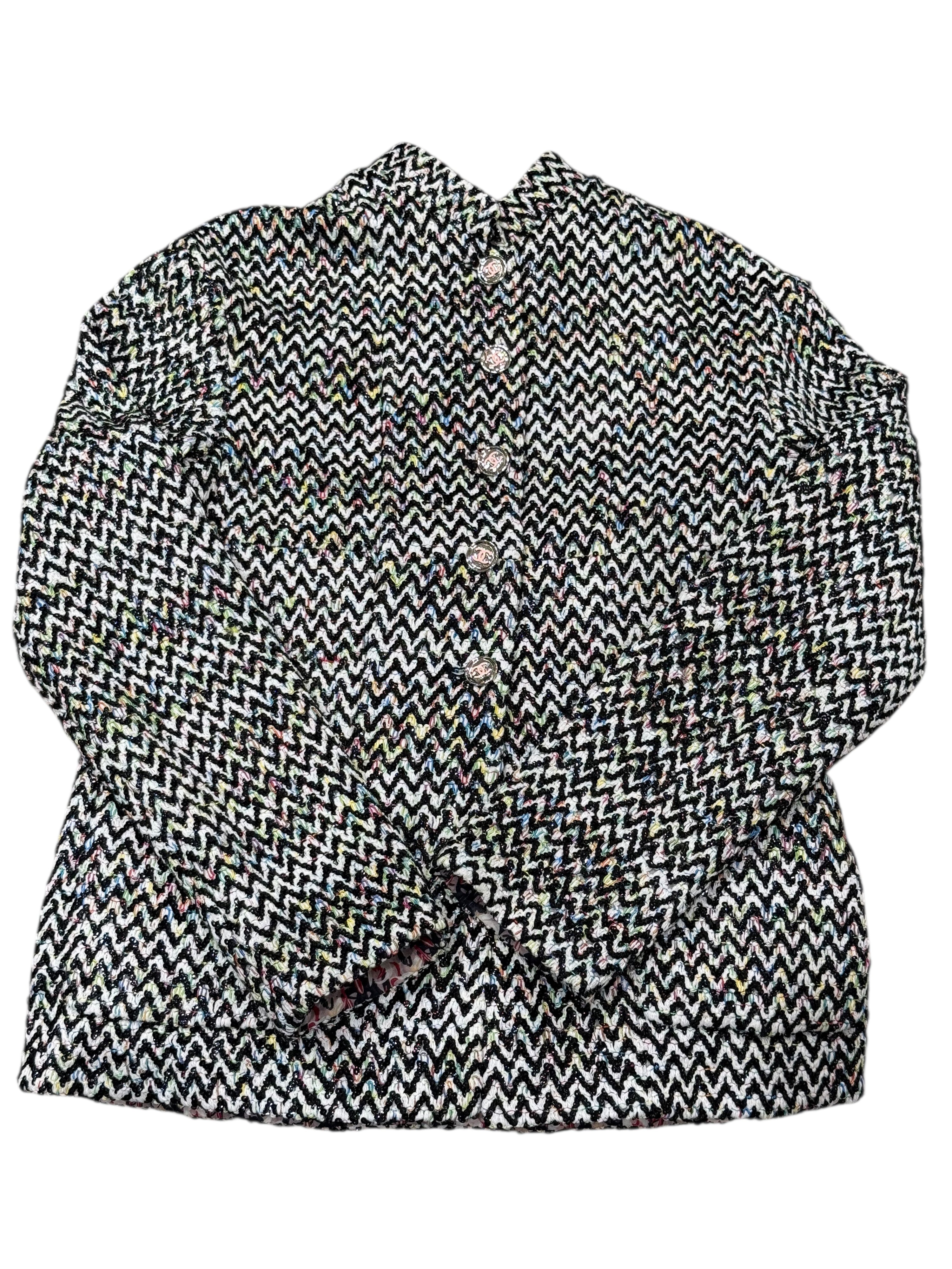 Chanel - Giacca in tweed zigzag multicolore T40