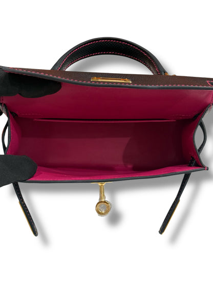Hermès - Sac Mini Kelly Noir et Rose Extrême commande spéciale