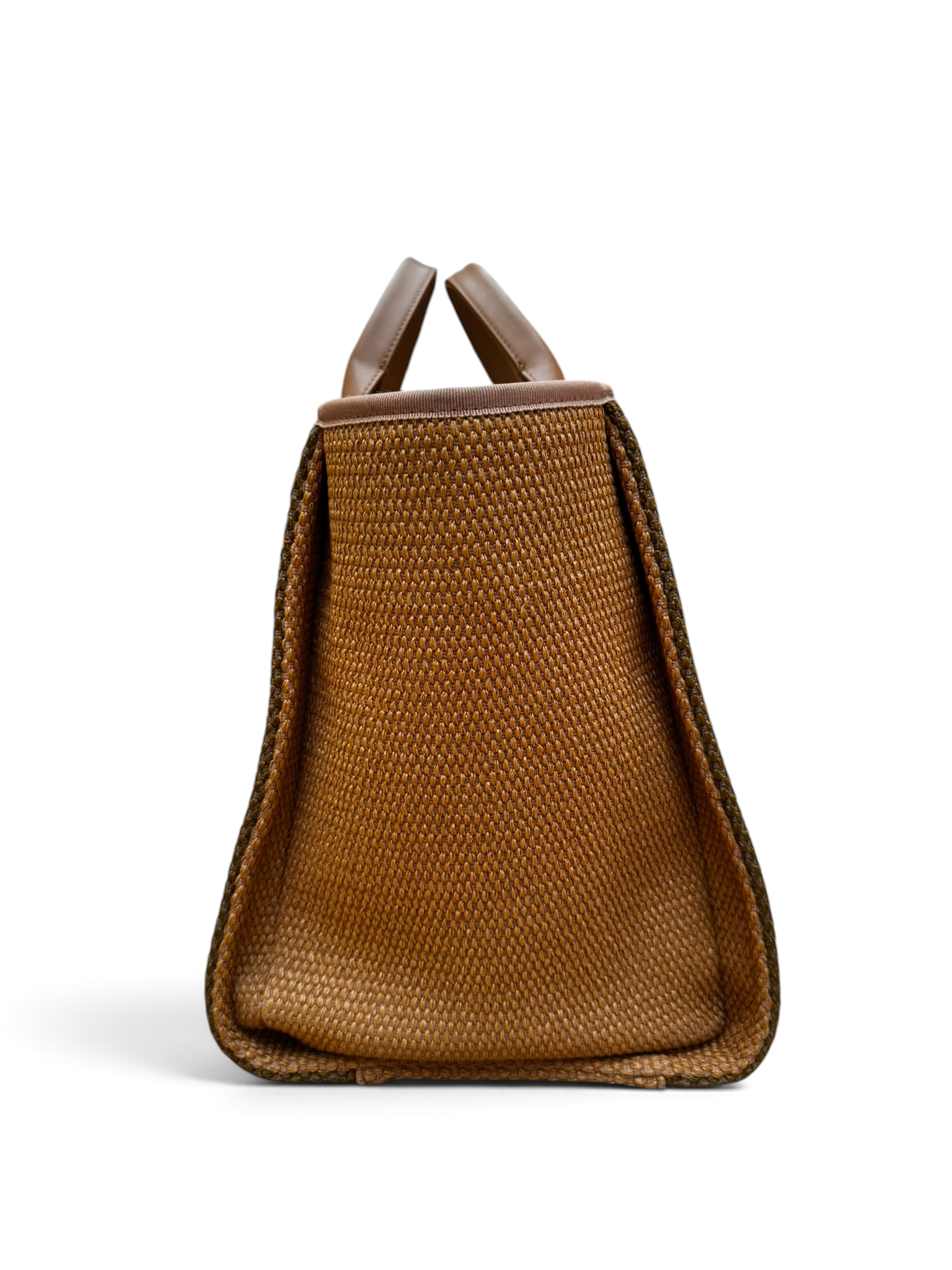Chanel - Sac Cabas Deauville en raphia beige et kaki