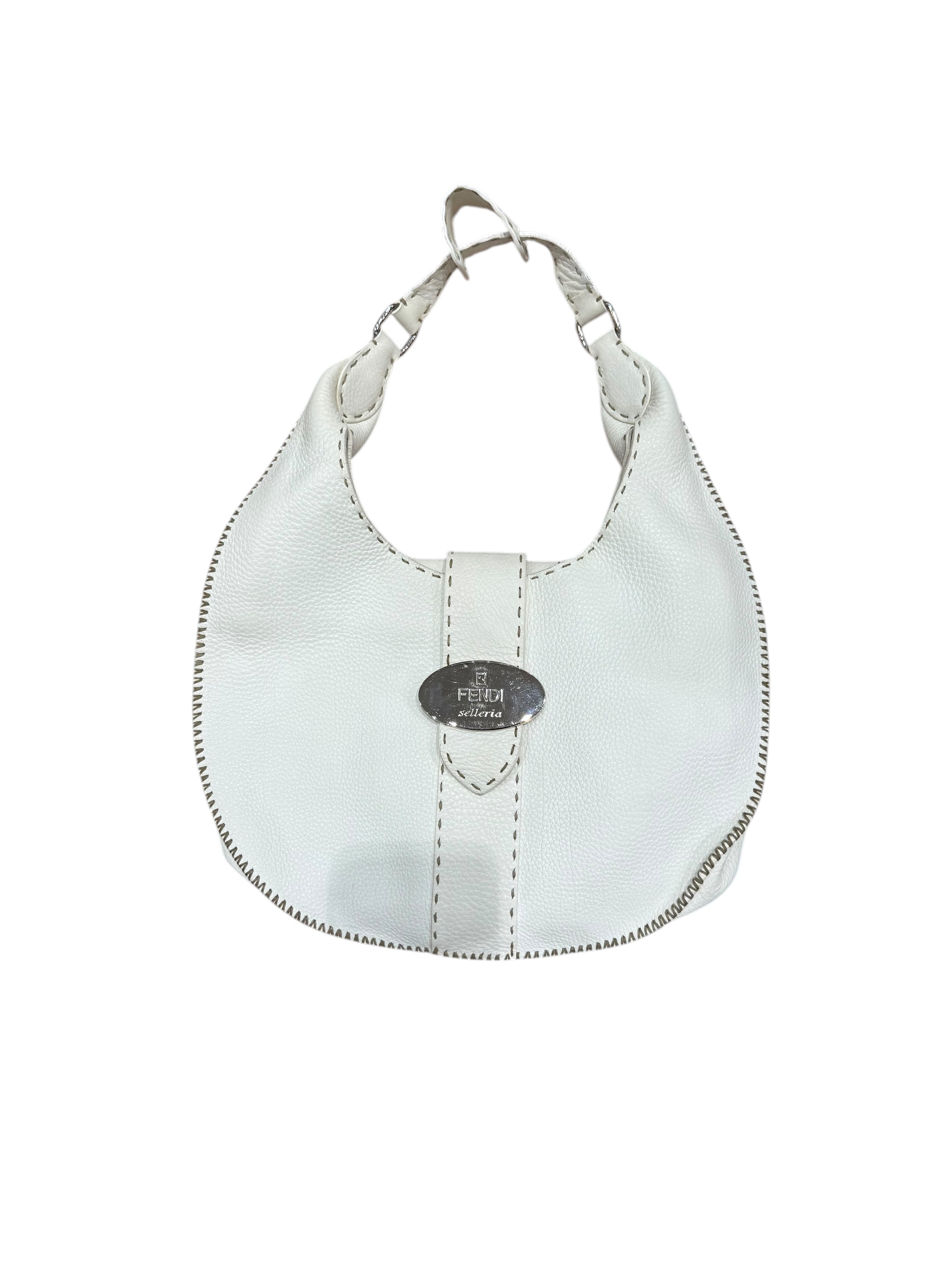 FENDI - Sac hobo selleria en cuir blanc