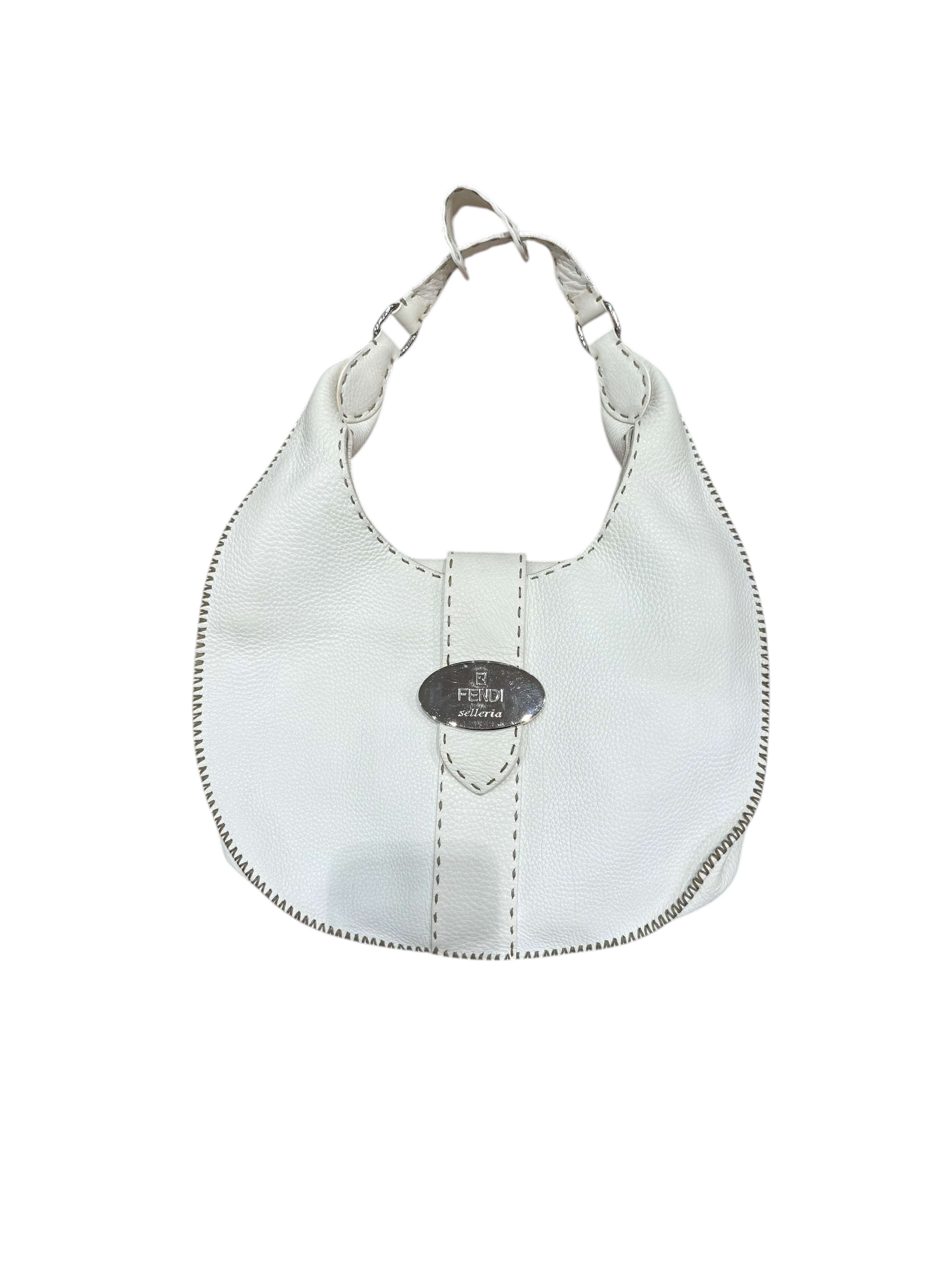 FENDI - Sac hobo selleria en cuir blanc