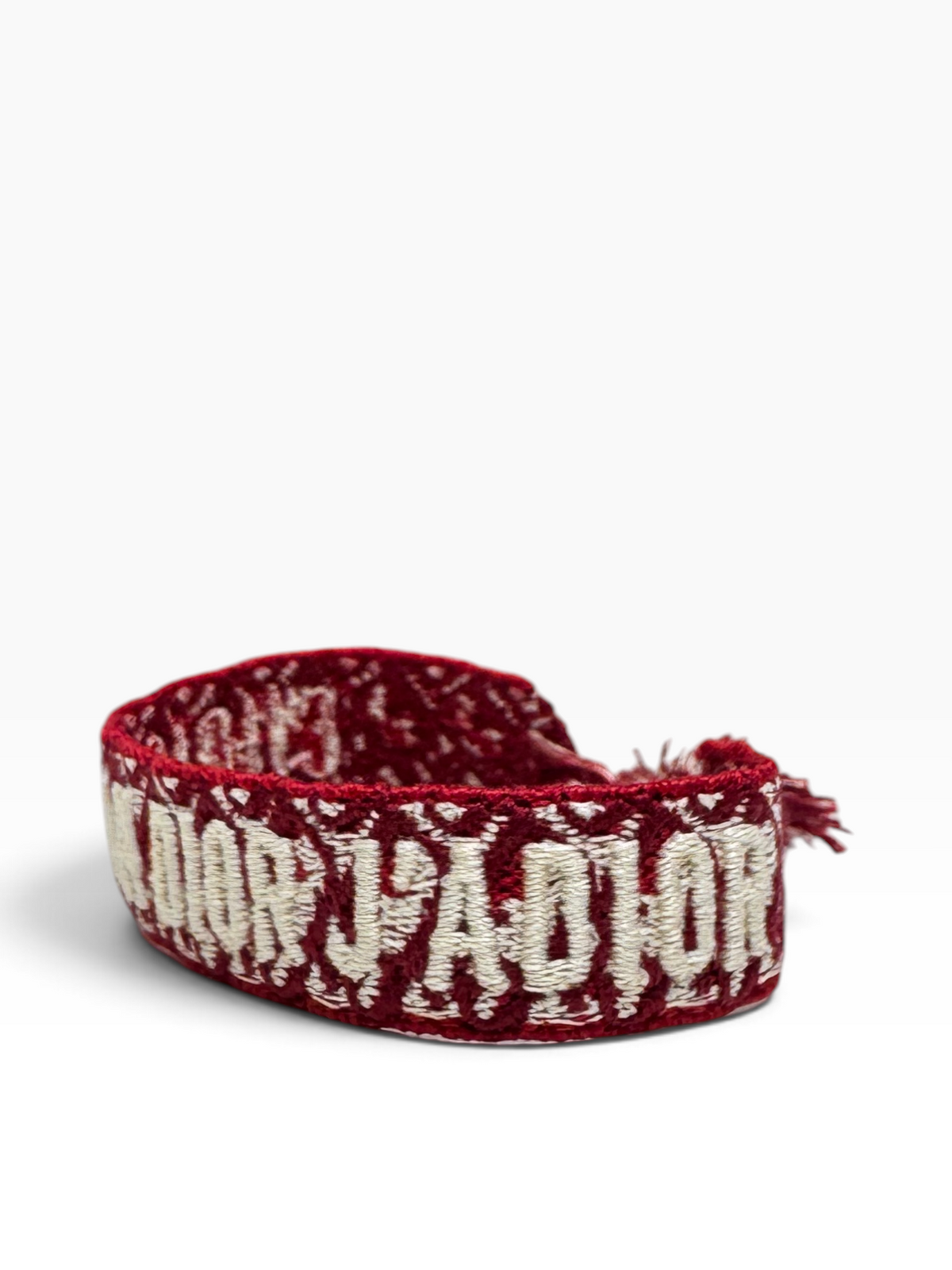 Christian Dior - Bracelet coton à motif Dior oblique bordeaux