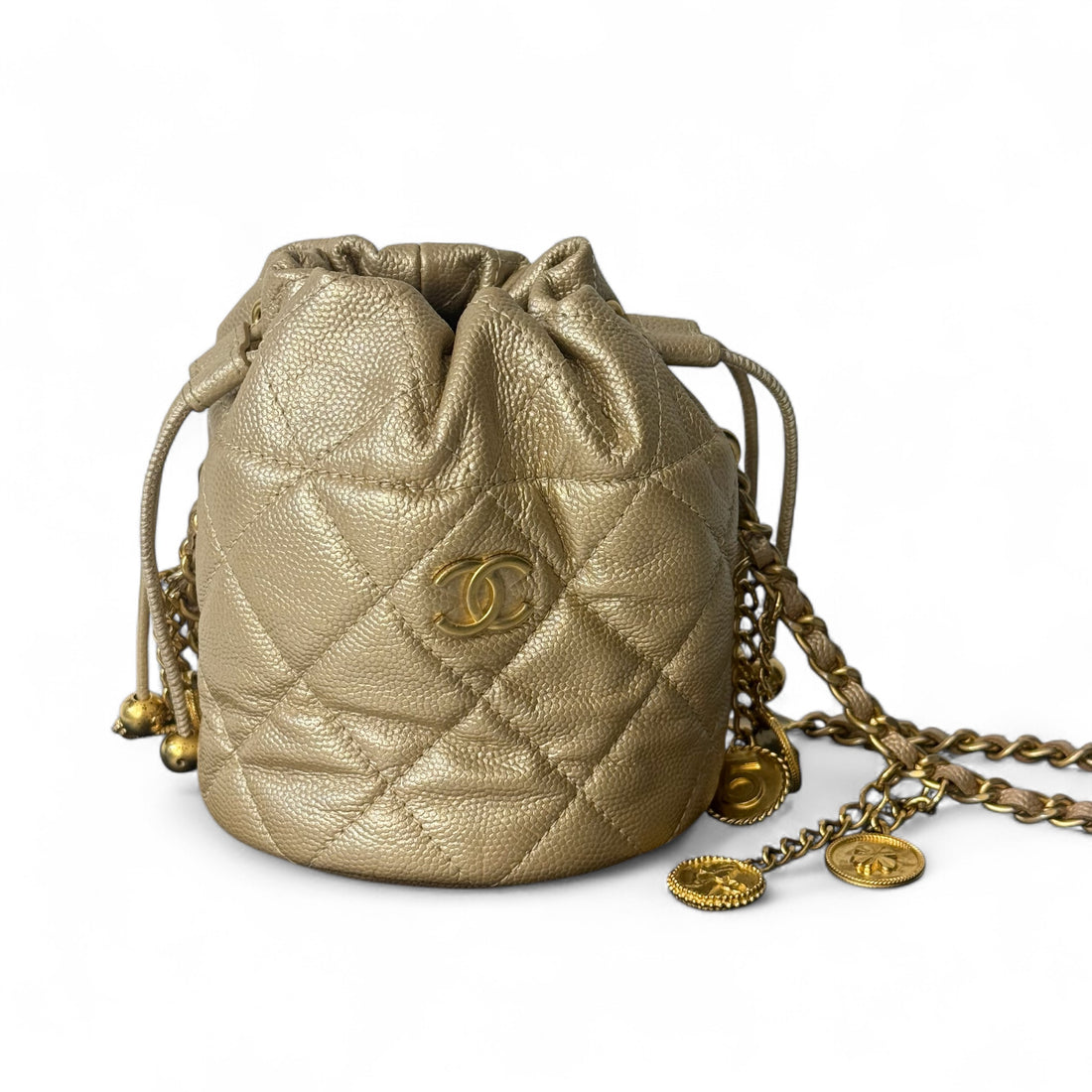 Chanel - Small gold drawstring bag