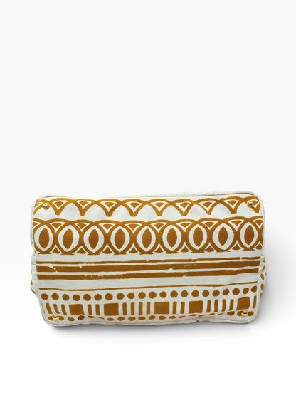 Prada - Sac cabas Canapa imprimé toile marron doré et blanc